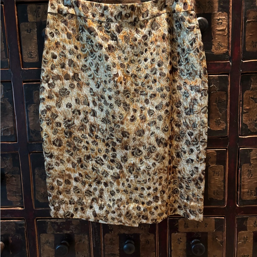 Jcrew Collection gold lame leopard skirt
